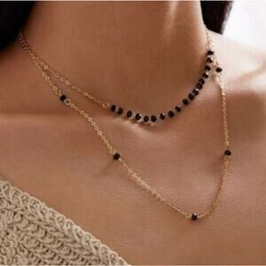 *Virginia* Layered Black Stone Necklace